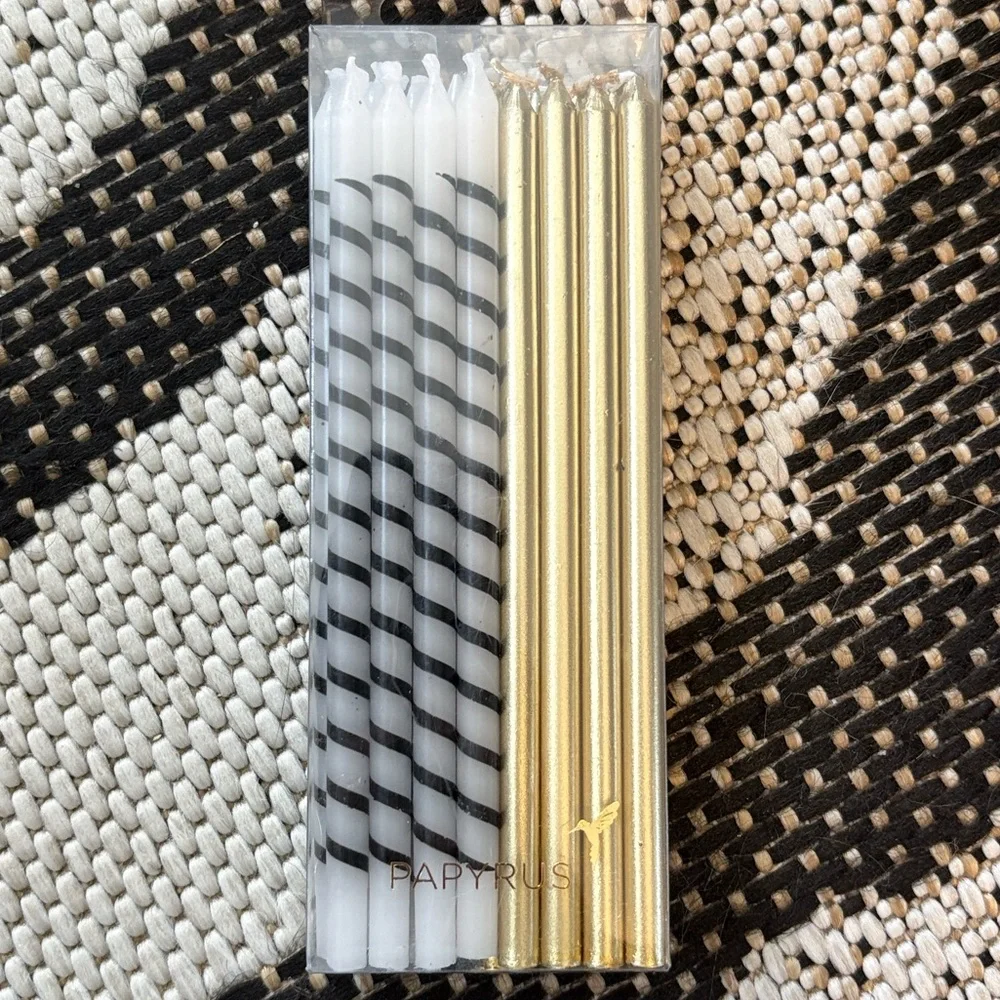 🆕Papyrus Striped And Gold Cake Candles